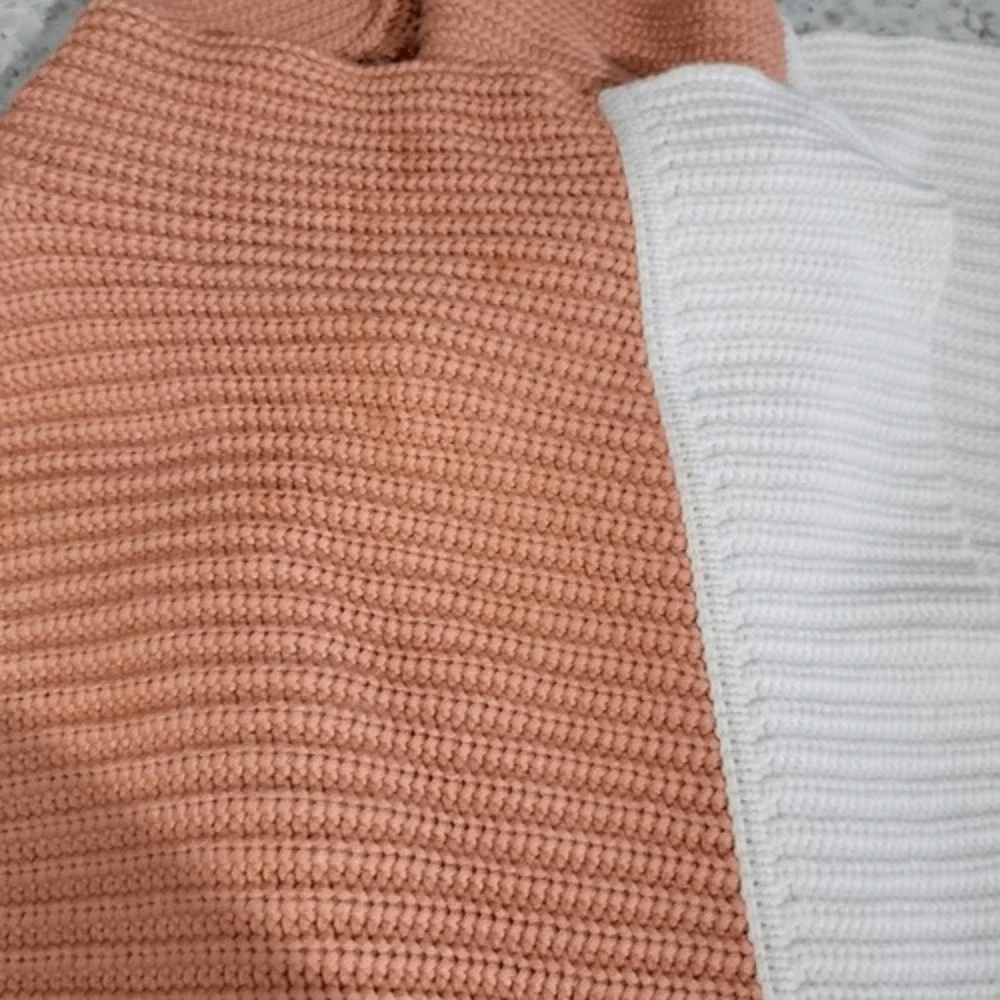 St John L Peach Pink Silk Blend Ribbed Knit Open Front‎ Cardigan Vest Large